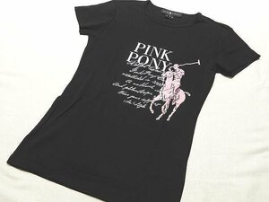 ※送料無料 K34 ラルフローレン レディース 半袖 Tシャツ PINK PONY ◆ M ブラック×ピンク系 トップス ▼ ピンクポニーRALPH LAUREN 5J6DS