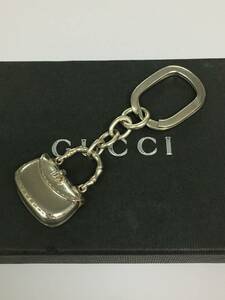 美品！希少！GUCCI グッチ オールドグッチ バンブー ハンドバッグ バッグモチーフ SV925 シルバー キーリング キーホルダー バッグチャーム