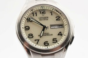 稼働品 シチズン アテッサ デイデイト エコドライブ H100-T010431 電波ソーラー メンズ 腕時計 CITIZEN