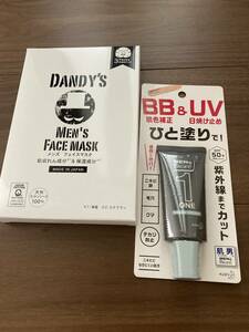 メンズ化粧品・メンズフェイスマスク(3枚入)＆メンズビオレ ONE BB＆UVクリーム (30g)ダンディーズ セット