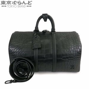 101714223 ルイヴィトン LOUIS VUITTON キーポル バンドリエール 45 N82246 ブラック クロコダイル 2WAY ボストンバッグ ユニセックス