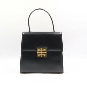 ★GIVENCHY ジバンシィ 2WAY レザー 4Gロゴ金具 ハンドバッグ ショルダーバッグ レディース ブラック系