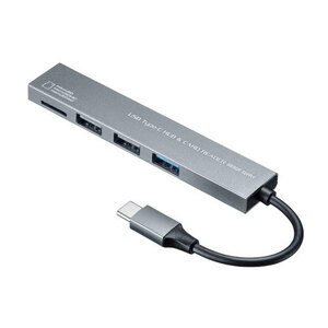 【5個セット】 サンワサプライ Type-C 3ポート コンボスリムハブ(microSDカードリーダー付き) USB-3TCHC19SX5