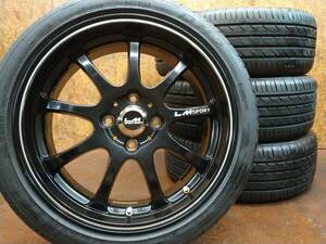 ★16インチ 4穴PCD100 LM SPORT + 2021年製 DELINTE DH2 195/45R16 4本セット[アクア ヤリス ヴィッツ ノート フィット デミオ スイフト]