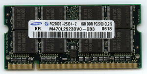 PowerBook G4，iBook対応メモリ1GB 200Pin-DDR PC2700(PC2100対応)相性保証 即決 中古