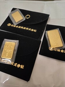 【3枚まとめ売り合計40㌘】 純金 K24 インゴット 石福金属興業 10g ×2枚+20g×1枚 W約14.5mm×H約24mm ゴールド 刻印有 新品 保存袋付