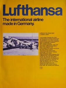 稀少！1970年ルフトハンザドイツ航空広告/Lufthansa/ユンカース F.13/エアライン/旅行/観光/16