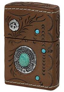 Zippo ジッポライター INDIAN SPIRIT インディアンスピリット 牛革巻き FEATHER フェザー BW