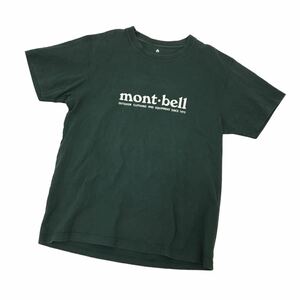 ND172-④ mont-bell モンベル 半袖 Tシャツ トップス プルオーバー クルーネック コットン 綿100% グリーン系 メンズ L
