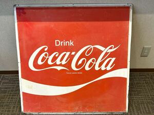 C26 ホーロー看板 「Coca-Cola コカコーラ」 90×90 特大サイズ 昭和レトロ 琺瑯看板 当時物 広告 ホーロー製 