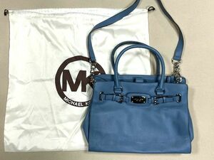 ★MICHAEL KORS★マイケル コース 2way ショルダーバッグ 革/レザーバッグ/チェーンストラップ/ライトブルー/ショルダー/ハンドバッグ