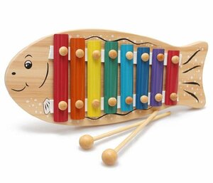 魚木琴 子供用 知育玩具 木琴 8キー コンパクトサイズ 木琴 パーカッション 楽器 魚 木琴 お誕生祝い 出産祝い ギフト 贈り物☆1点