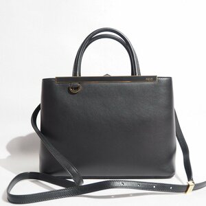 M2957P　▼FENDI フェンディ▼　PETITE 2JOURS 2way ショルダーバッグ ハンドバッグ ブラック / レザーバッグ 黒 rb mks