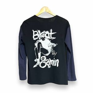 17SS Yohji Yamamoto g ヨウジヤマモト朝倉優佳 画と機 Brat Gamin バックプリント長袖Tシャツ 黒紺1 ロンT ブラック コラボ