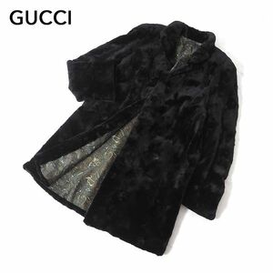 3-YJ060【美品】グッチ GUCCI シェアードミンク MINK ミンクファー 最高級毛皮 ブラック ダークブラウン レディース