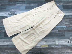 タグ付き新品！GAP ギャップ レディース 麻レーヨン レースアップ ワイドパンツ 00 ベージュ