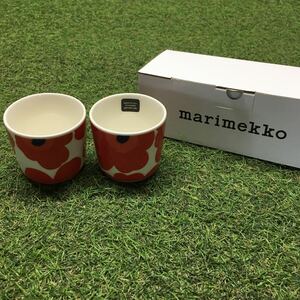 GX4410 MARIMEKKO マリメッコ UNIKKO ウニッコ 067849-001 ラテマグカップ 2個セット食器 ホワイト.レッド 未使用 保管品 コップ