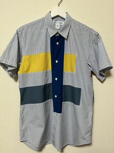 美品 comme des garcons shirt コム デ ギャルソン シャツ 半袖 シャツ ストライプ テープ junya watanabe man ジュンヤ ワタナベ マン