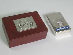 D53〇ZIPPO ※未着火 MICHELIN ミシュラン・ビバンダムくん ハイボリッシュ加工 メタル貼り 1997年製 木箱付き 喫煙具