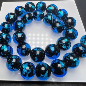 蓄光 ホタルガラス 12mm 連売り ブルー 33粒 とんぼ玉 とんぼガラス