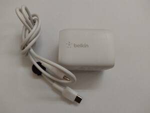 ■Belkin USB-C 2ポートPD65W 小型GaN急速充電器折畳式プラグ　社外 USB Type-C to C ケーブル付き C