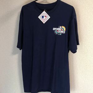 イチロー引退 マリナーズ日本開幕戦2019 MLB 新品未使用 半袖Tシャツ Mサイズマジェスティック　アスレチックス　USA ネイビー メンズ　紺