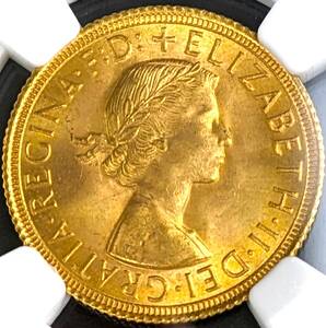 高鑑定★1958年 イギリス エリザベス2世 ヤングヤング ソブリン 金貨 NGC MS65 ゴールド 投資に最適 現物資産アンティーク コイン