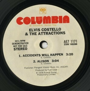 【ロック 7インチ】Elvis Costello & The Attractions - Accidents Will Happen / Alison [AE7 1171]