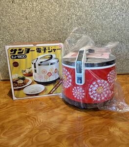 未使用品 三洋電機 サンヨー 電子ジャー EJ-1800 通電確認済み 昭和 レトロ 花柄 炊飯器 インテリア SANYO アンティーク デッドストック