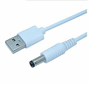 【vaps_7】USB電源ケーブル USBオス→DCジャックオス(5.5/2.1mm) ホワイト 1m 送込