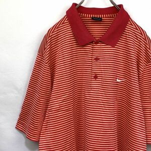 ナイキゴルフ NIKE golf 半袖シャツ ボーダー XL 赤系 ゴルフウェア ポロシャツ