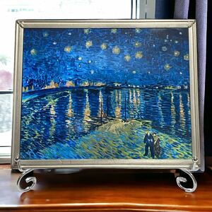 Glassmasters　グラスマスターズ社　ゴッホの「ローヌ川の星月夜」　ステンドグラス　ステンドガラス　約27cm×22cm　アメリカ製