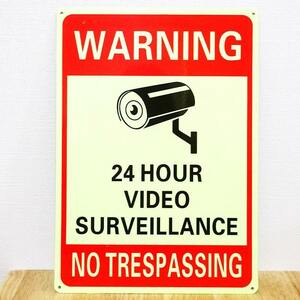 サインボード 看板 US SECURITY SIGN SQUARE ダミー 防犯カメラ セキュリティ 壁飾り アメリカン ウォールデコ 雑貨 蓄光 ディスプレイ