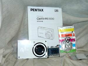 PENTAX Optio RS1000(1400万画素・HD動画撮影)バッテリー。取説、着せ替えパネル付・動作未確認
