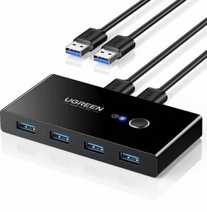 UGREEN 切替器 高速転送 USB 切り替え PC2台用 プリンタ マウス キーボード ハブなどを切替 手動切替器 プリンタ (パソコン2：USB機器4)