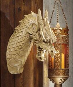 龍・ドラゴンの頭の壁掛け 置物ファンタジー雑貨装飾雑貨グッズ 西洋彫刻 ドラゴン(龍)の頭部 壁掛け 彫像