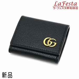 ◆ 新品 本物 ◆ GUCCI グッチ コインケース 小銭入れ ボックスタイプ ゴールドGGロゴ付き ブラック 黒 レザー 財布 保存袋 箱 人気 473959