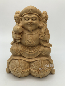 最新作 総檜材 木彫仏像 仏教美術 精密細工 仏師で仕上げ品　 三面大黒天立像 高さ12cm