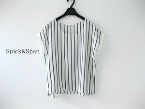 ☆スピック＆スパン☆ブラウス☆半袖☆ストライプ柄☆F☆薄手☆フレンチスリーブ☆シャツ☆spick&span