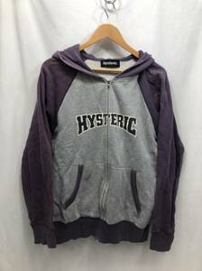 HYSTERIC GLAMOUR ジップアップ パーカー メンズ グレーxパープル ヒステリックグラマー 24042201