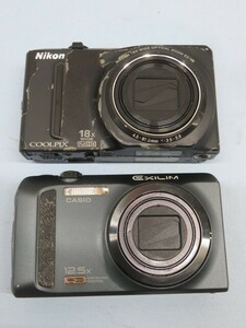 2台セット■NIKON/CASIO COOLPIX S9100/EX-ZR100 デジタルカメラ ニコン カシオ デジカメ バッテリー付き ジャンク 93885■！！