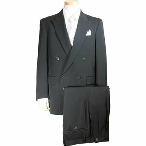 A7 紳士 ダブル ブラック フォーマル スーツ 日本製 カシミヤブレンド 67100