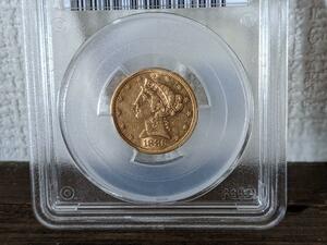 1886年 アメリカ 5ドル金貨 リバティヘッド PCGS AU53 アンティーク コイン