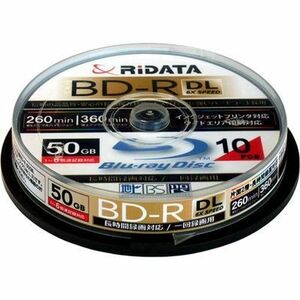 ライテック製 RiDATA 片面2層　50GB 一回録画用 BD-R スピンドルケース 10枚入り　BD-R260PW 6X.10SP A