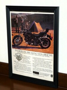1981年 USA 80s 洋書雑誌広告 額装品 Harley Davidson FXB Sturgis (A4size) /検索用 スタージス 店舗 ガレージ 看板 ディスプレイ 装飾 AD