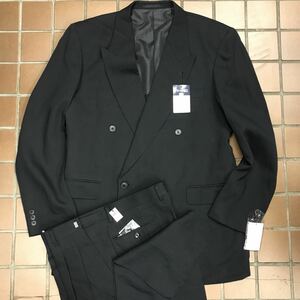 最安値★新品★激安礼服ダブルスーツ/大きいサイズXL AB7/ブラック　黒/ノーベンツ/冠婚葬祭　アジャスター付　良品質 プリーツ加工