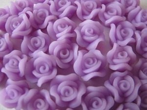 【激安卸】8mm樹脂薔薇☆薄紫①50個