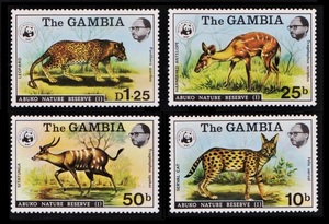 bα146y1-2G6　ガンビア1976年　アブコ自然保護・WWF・4枚完