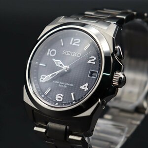 SEIKO BRIGHTZ セイコー ブライツ 7B22-0AP0 電波ソーラー グレー文字盤 デイト フルチタン 純正ブレス 保証書/タグ/箱付 メンズ腕時計