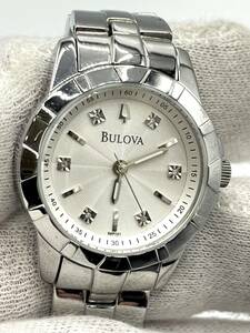 【電池切れ】BULOVA ブローバ クォーツ 腕時計 シルバー文字盤 ラウンド レディース